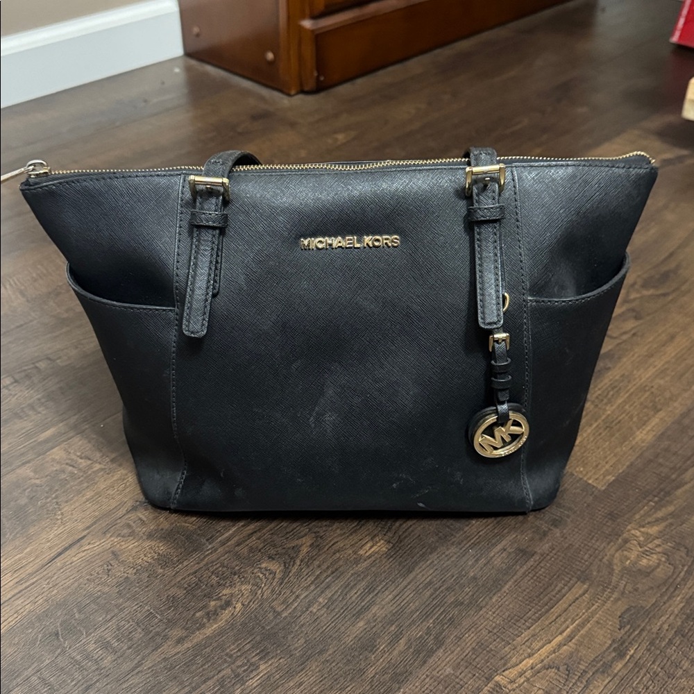 Michael Kors Black Handbag with Gold Accents
